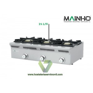 COCINA SOBREMESA A GAS 3 FUEGOS - MAINHO