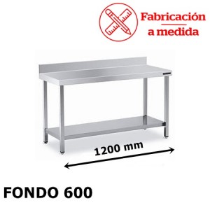 MESA DE ACERO INOXIDABLE CON 1 BALDA (1200X600X850)