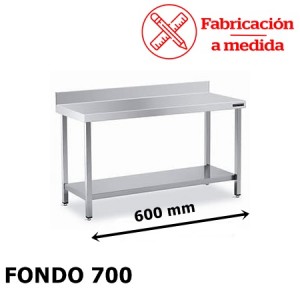 MESA DE ACERO INOXIDABLE CON 1 BALDA (600X700X850)