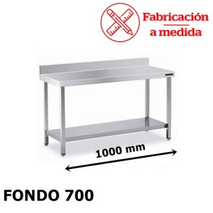 MESA DE ACERO INOXIDABLE CON 1 BALDA (1000X700X850)