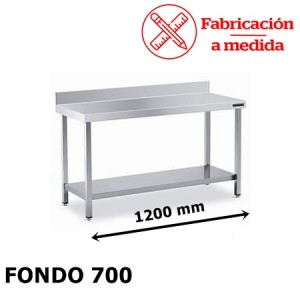 MESA DE ACERO INOXIDABLE CON 1 BALDA (1200X700X850)