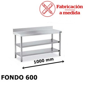 MESA DE ACERO INOXIDABLE CON 2 BALDAS (1000X600X850)