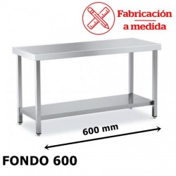 MESA DE ACERO INOXIDABLE CON 1 BALDA (600X600X850)