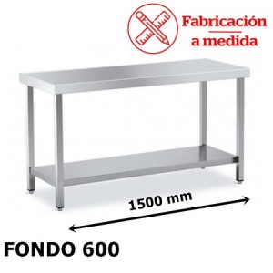 MESA DE ACERO INOXIDABLE CON 1 BALDA (1500X600X850)