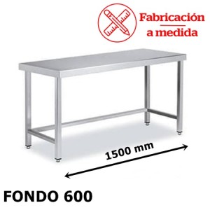 MESA ARRIOSTRADA CENTRAL DE ACERO INOX. ( 1500X600X850 )