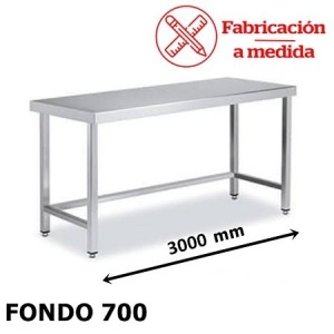 MESA ARRIOSTRADA CENTRAL DE ACERO INOX. ( 3000X700X850 )