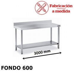 MESA MURAL DE ACERO INOXIDABLE CON 1 BALDA (3000X600X850)