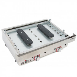 PLANCHA GAS LAMINADA CON FOGON ARILEX ACERO INOX