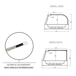 VITRINA CALIENTE DE CUBETAS CON ESTANTE INTERMEDIO SC4E Y SC6E