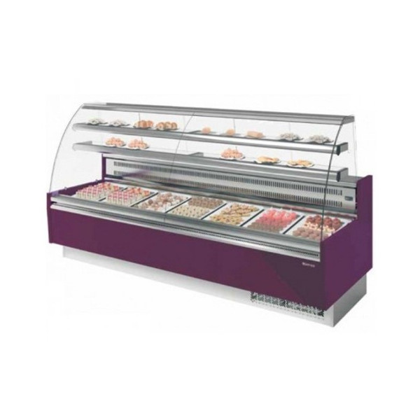 VITRINA EXPOSITORA PARA PASTELERIA CRISTAL CURVO VGL 25 C INFRICO SERIE GLACE