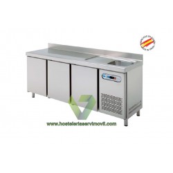 MESA REFRIGERADA GASTRONORM CON FREGADERO FONDO 700 MM SERIE GN 1/1