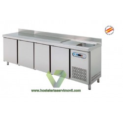 MESA REFRIGERADA GASTRONORM CON FREGADERO FONDO 700 MM SERIE GN 1/1