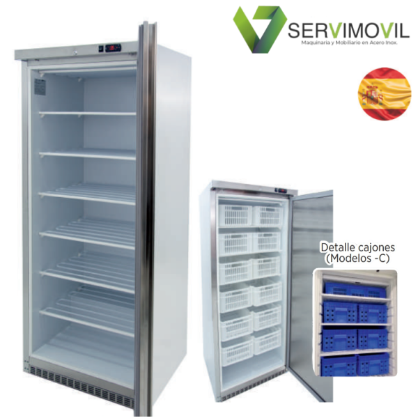 ARMARIO GN2/1 CONGELADOS 600 LITROS VERTICAL INOX CON CAJONES