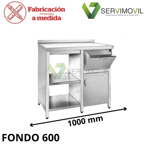 MUEBLE CAFETERO DE ACERO INOXIDABLE 1000 MM