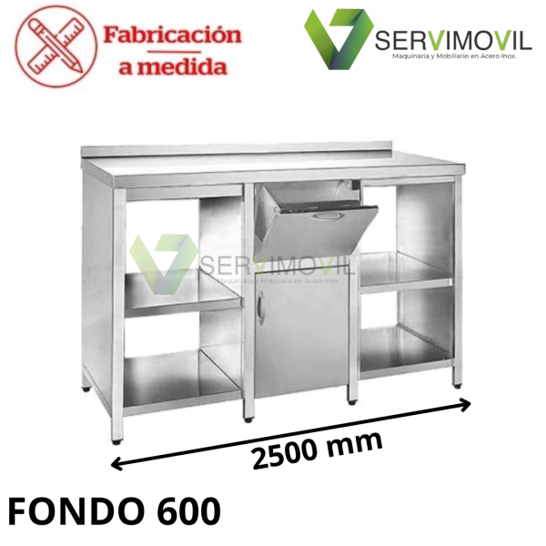 MUEBLE CAFETERO DE ACERO INOXIDABLE 2500 MM