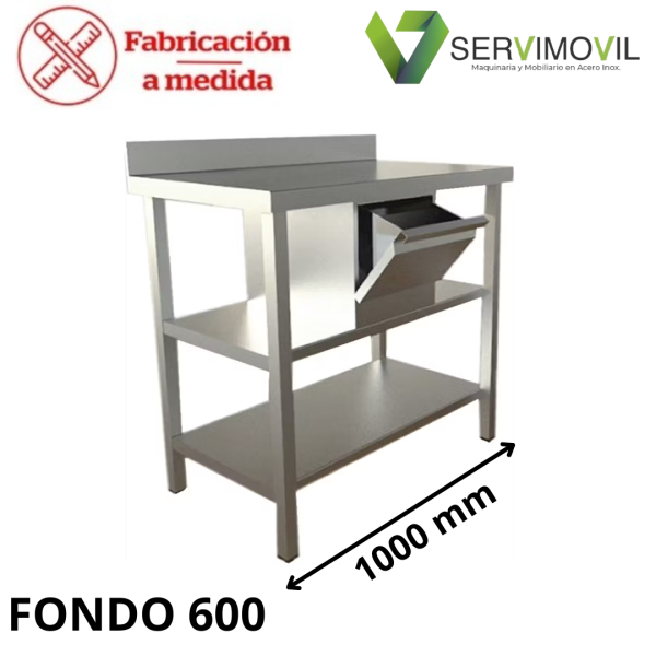 MUEBLE CAFETERO DE ACERO INOXIDABLE 1000 MM