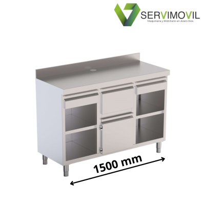 MUEBLE CAFETERO CON TOLVA CENTRAL 1500 MM