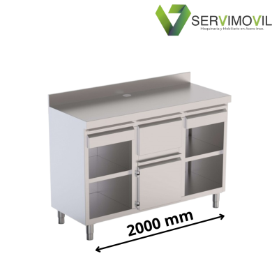 MUEBLE CAFETERO CON TOLVA CENTRAL 2000 MM