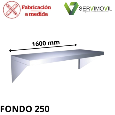 BALDA MURAL DE ACERO INOXIDABLE 1600x250 MM BALDA MURAL DE ACERO INOXIDABLE 1600x250 MM