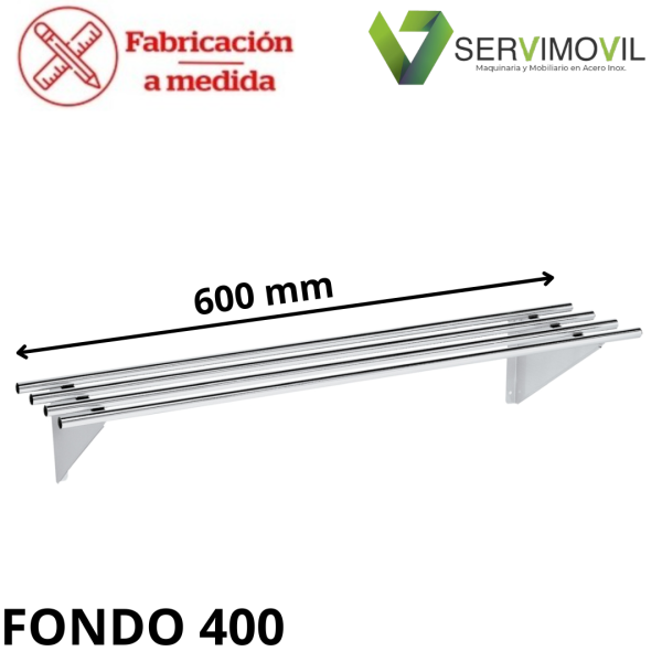 BALDA TUBULAR EN ACERO INOXIDABLE 600x400 MM