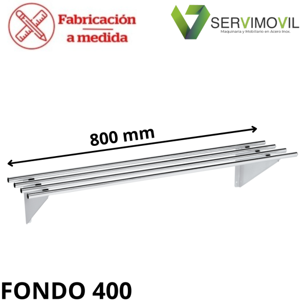 BALDA TUBULAR EN ACERO INOXIDABLE 800x400 MM