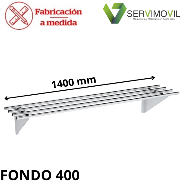 BALDA TUBULAR EN ACERO INOXIDABLE 1400x400 MM