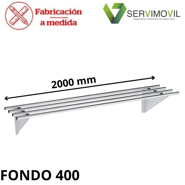 BALDA TUBULAR EN ACERO INOXIDABLE 2000x400 MM