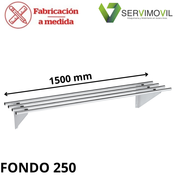 BALDA TUBULAR EN ACERO INOXIDABLE 1500x250 MM