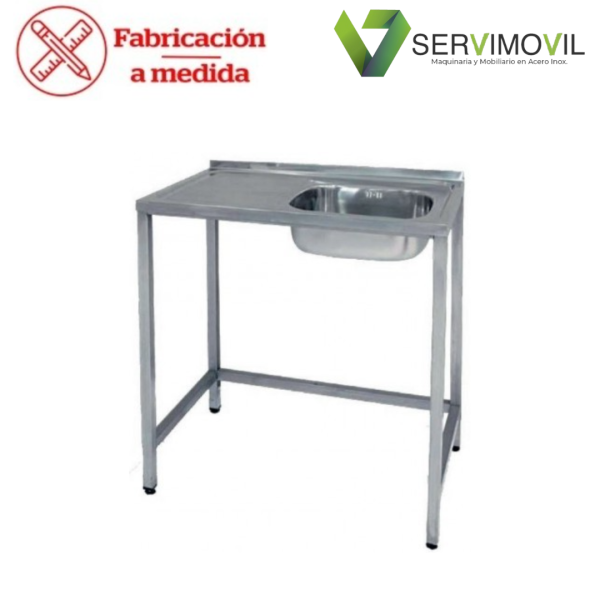 FREGADERO BAJO BARRA EN ACERO INOXIDABLE CON ESCURRIDOR