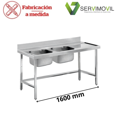 FREGADERO INDUSTRIAL ARRIOSTRADO 2 SENOS 1600MM