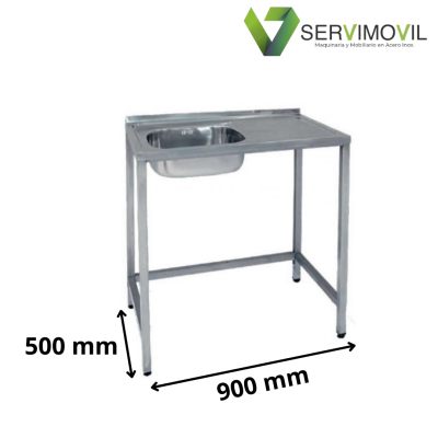 FREGADERO SEMI-INDUSTRIAL 900x500MM ESCURRIDOR DERECHA SENO CON BASTIDOR